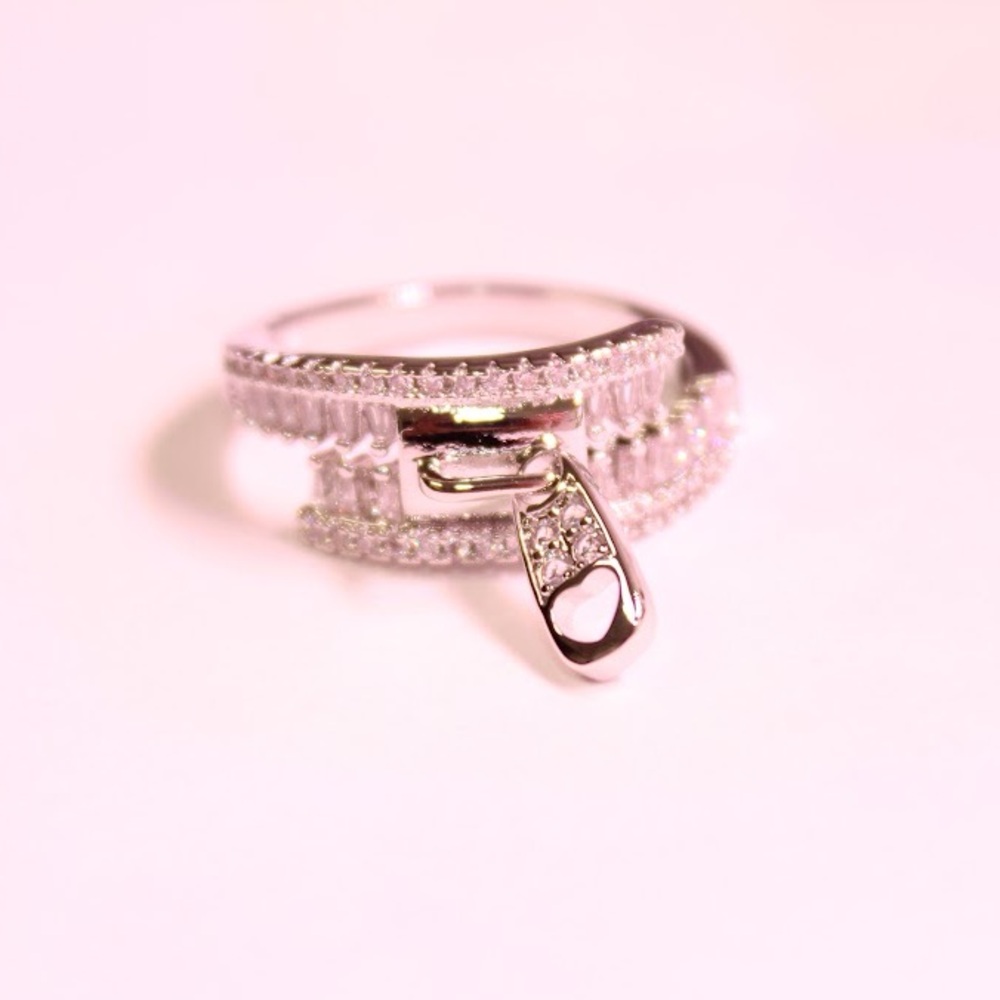 Silver Tone Zip Charm Ring - Women Jewelry